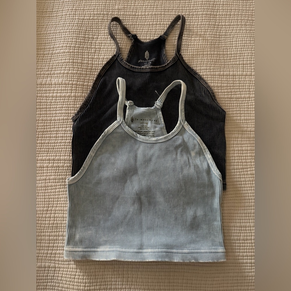 Set of FP Movement by Free People both  Black and Gray Ribbed Tank Tops